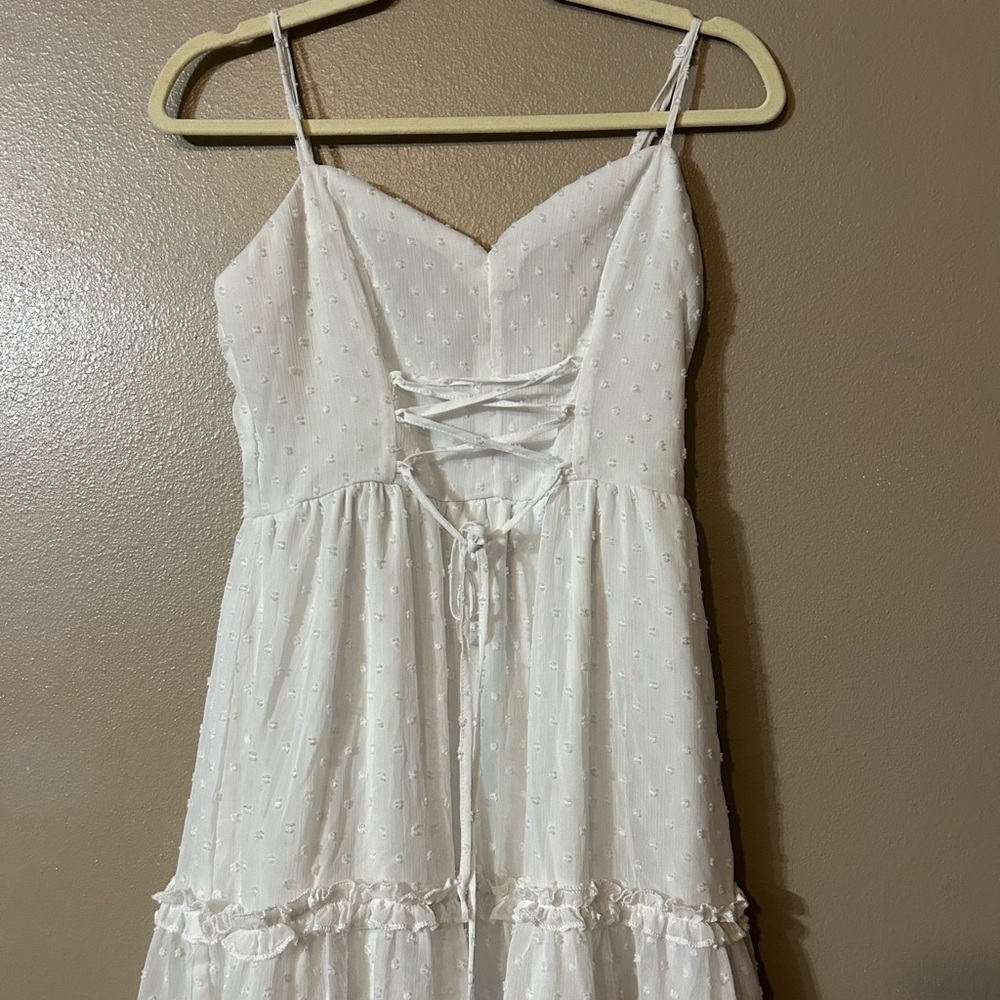 Francesca's Collections White Lace-Up Kids Dress